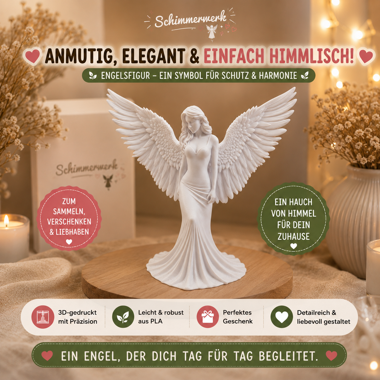 Engelsfigur „Seraphina“ – Elegante Schutzengel Deko aus 3D-Druck