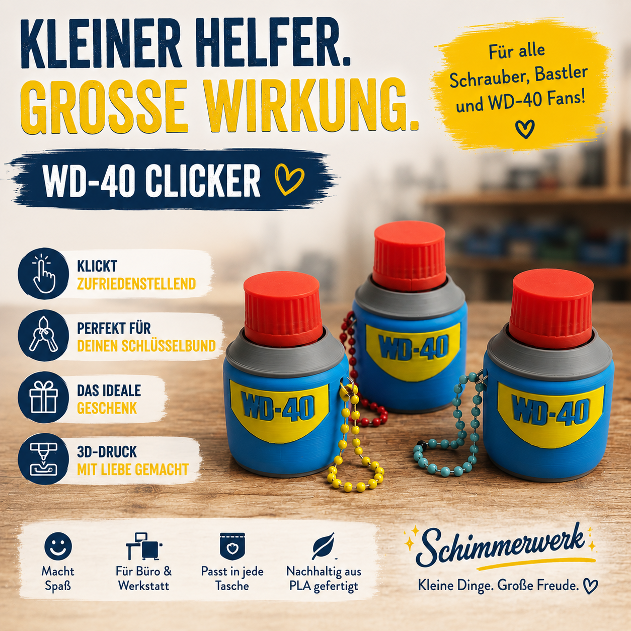 WD-40 Clicker Schlüsselanhänger aus dem 3D-Druck