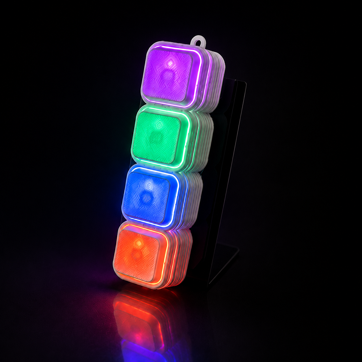LED Farb-Tastenclicker – 4 Tasten | Individuell konfigurierbar | 3D-gedrucktes Fidget Gadget
