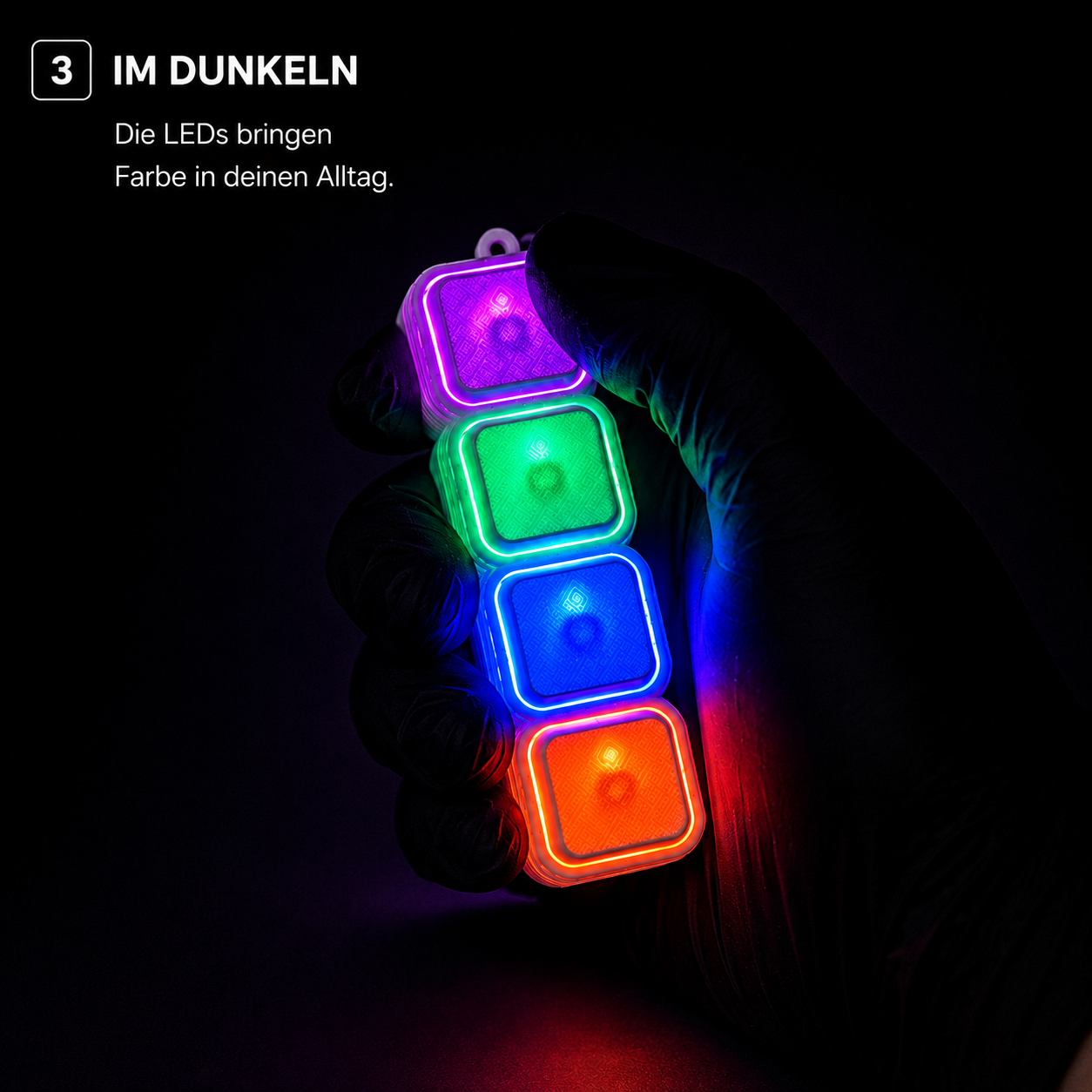 LED Farb-Tastenclicker – 4 Tasten | Individuell konfigurierbar | 3D-gedrucktes Fidget Gadget